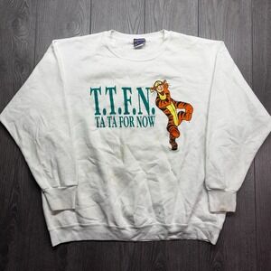 Vintage Tigger 1990s Ttfn White Sweatshirt Xxl Disney Land World Retro Rare Pooh